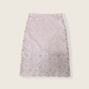 Forever 21 Blush Pink Lace Midi Pencil Skirt M